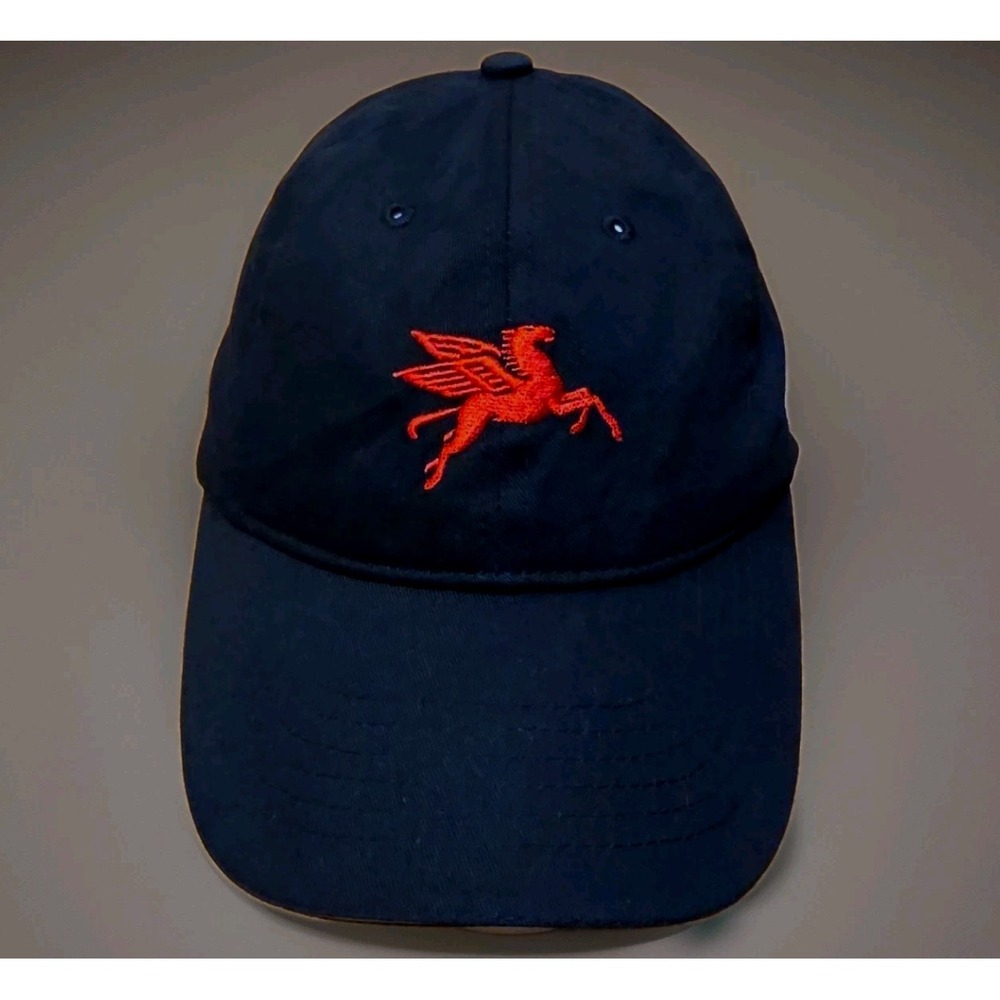 Mobil Pegasus Hat Black Red Flying Horse Embroidered Oil Gas Advertising Cap